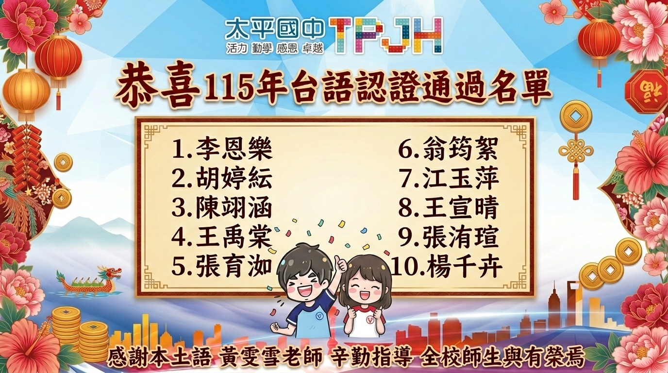 台語認證通過名單